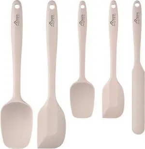 HOTEC 600 Heat Resistant BPA-Free Silicone Rubber Spatula Set,Kitchen Cooking Spatulas, Baking, Mixing for Non Stick Cookware, Dishwasher Safe, Set of 5, Khaki HOTEC 600 Heat Resistant BPA-Free Silicone Rubber Spatula Set,Kitchen Cooking Spatulas, Baking, Mixing for Non Stick Cookware, Dishwasher Safe, Set of 5, Khaki