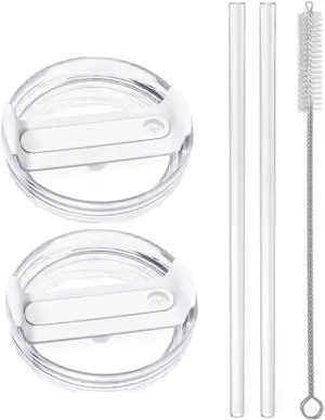 2pcs Tumbler Lid for Stanley 40oz Cup,Replacement 40 oz Tumbler Lid,2Pcs Extra Long Reusable Straws and 1Pcs Cleaning Brush (White) 2pcs Tumbler Lid for Stanley 40oz Cup,Replacement 40 oz Tumbler Lid,2Pcs Extra Long Reusable Straws and 1Pcs Cleaning Brush (White)