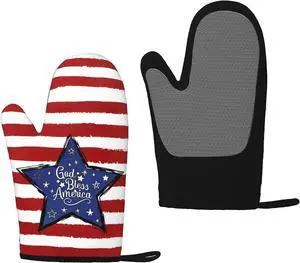 God Bless America Silicone Oven Mitts Set, 4th of July Stars Non-Slip Silicone Cheetah Oven Gloves, Independence Day 2 PC Heat Resistant Oven Mitts, Oven Gloves for Baking Cooking Kitchen Mitten God Bless America Silicone Oven Mitts Set, 4th of July Stars Non-Slip Silicone Cheetah Oven Gloves, Independence Day 2 PC Heat Resistant Oven Mitts, Oven Gloves for Baking Cooking Kitchen Mitten
