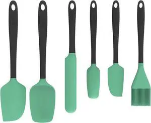 Silicone Spatula Set, 6 Pieces Food Grade Kitchen Utensils with Silicone Brush Heat Resistant Dishwasher Safe BPA-free Rubber Spatula for Scraping, Baking, Cooking, Mixing (Aqua Green) Silicone Spatula Set, 6 Pieces Food Grade Kitchen Utensils with Silicone Brush Heat Resistant Dishwasher Safe BPA-free Rubber Spatula for Scraping, Baking, Cooking, Mixing (Aqua Green)