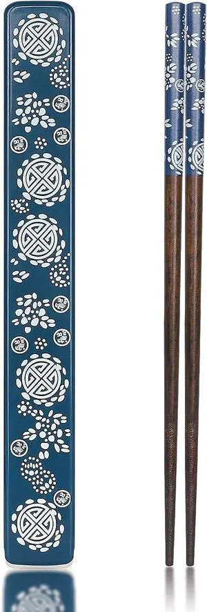 Chopsticks Reusable Japanese Natural Wood Chopsticks 1 Pair with Case, Portable and Dishwasher Safe (Blue) Chopsticks Reusable Japanese Natural Wood Chopsticks 1 Pair with Case, Portable and Dishwasher Safe (Blue)