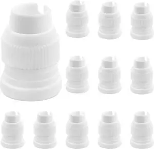 12Pcs White Piping Bag Couplers | Small Pipe Tip Coupler, Plastic Standard Couplers for Icing Nozzles, 32 x 23mm/1.26 x 0.9 Inch 12Pcs White Piping Bag Couplers | Small Pipe Tip Coupler, Plastic Standard Couplers for Icing Nozzles, 32 x 23mm/1.26 x 0.9 Inch