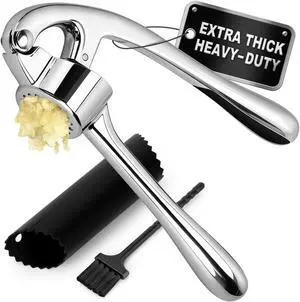 TACGEA Kitchen Garlic Press Set, Rust Proof Garlic Mincer Tool with Silicone Garlic Peeler and Brush TACGEA Kitchen Garlic Press Set, Rust Proof Garlic Mincer Tool with Silicone Garlic Peeler and Brush
