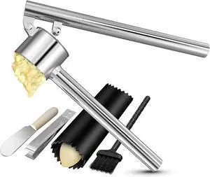 5-in-1 Stainless Steel Garlic Press Set with Large Chamber & Mincer - Heavy Duty Rustproof Garlic Crusher with Ergonomic Handle, Dishwasher Safe, Easy Squeeze Design for Ginger, Nuts, Herbs (Large) 5-in-1 Stainless Steel Garlic Press Set with Large Chamber & Mincer - Heavy Duty Rustproof Garlic Crusher with Ergonomic Handle, Dishwasher Safe, Easy Squeeze Design for Ginger, Nuts, Herbs (Large)