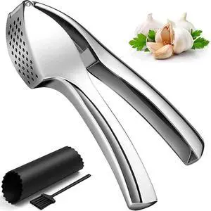 Heavy Duty Garlic Press, Zinc Alloy Garlic Crusher & Mincer, Easy Squeeze Garlic Press Tool with Ergonomic Handle, Garlic Mincer with Peeler Tube & Cleaning Brush for Kitchen Cooking Heavy Duty Garlic Press, Zinc Alloy Garlic Crusher & Mincer, Easy Squeeze Garlic Press Tool with Ergonomic Handle, Garlic Mincer with Peeler Tube & Cleaning Brush for Kitchen Cooking