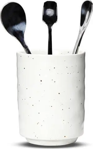Ceramic Spoon Holder for Coffee Bar, Upright Tea Spoon Holder Cup, Coffee Stirrers Straws Stir Stick Holder, White Ceramic Spoon Holder for Coffee Bar, Upright Tea Spoon Holder Cup, Coffee Stirrers Straws Stir Stick Holder, White