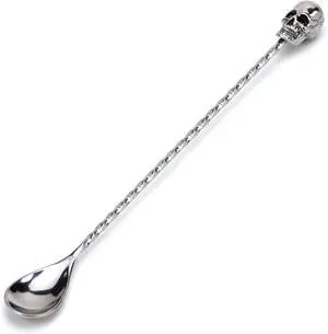 Homestia 12'' Bar Spoon, Cocktail Mixing Spoon for Bartending, Skull Decor | 304 Stainless Steel Cocktail Spoon for Stirring, Long Spiral Handle Spoon Stirrers for Drink, Halloween Party, Home Bar Use Homestia 12'' Bar Spoon, Cocktail Mixing Spoon for Bartending, Skull Decor | 304 Stainless Steel Cocktail Spoon for Stirring, Long Spiral Handle Spoon Stirrers for Drink, Halloween Party, Home Bar Use