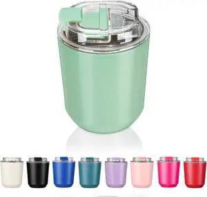 Puraville 10 oz Insulated Stainless Steel Tumblers with Lid | Travel Coffee Mug Vacuum Cup, Leak Proof Reusable Double Walled Coffee Tumbler for Iced and Hot Drinks, Green Puraville 10 oz Insulated Stainless Steel Tumblers with Lid | Travel Coffee Mug Vacuum Cup, Leak Proof Reusable Double Walled Coffee Tumbler for Iced and Hot Drinks, Green
