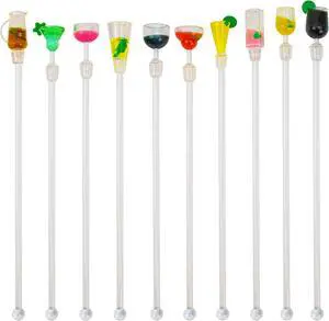 AUEAR, 10 Pack Swizzle Sticks Acrylic Colorful Cocktail Drink Stirrer Clear Shafts for Bars Cafes Restaurants Home Use AUEAR, 10 Pack Swizzle Sticks Acrylic Colorful Cocktail Drink Stirrer Clear Shafts for Bars Cafes Restaurants Home Use