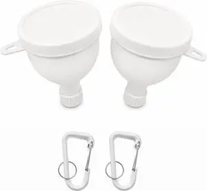2 Pack Premium Protein Powder Containers - Portable Funnels(White 100ml) | Protein Funnels for Filling Water Bottles, Shaker Bottles w/Protein Powder,with Sturdy Carabiners 2 Pack Premium Protein Powder Containers - Portable Funnels(White 100ml) | Protein Funnels for Filling Water Bottles, Shaker Bottles w/Protein Powder,with Sturdy Carabiners