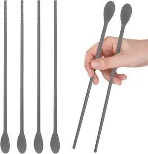 Garneck 4Pcs 11" Long Silicone Coffee Stir Spoon Dual Ended Drink Stirrer: Long Reusable Multipurpose Mixing Sticks for Iced Tea Cocktail Milk Formula Tumbler Kitchen Coffee Bar Garneck 4Pcs 11" Long Silicone Coffee Stir Spoon Dual Ended Drink Stirrer: Long Reusable Multipurpose Mixing Sticks for Iced Tea Cocktail Milk Formula Tumbler Kitchen Coffee Bar