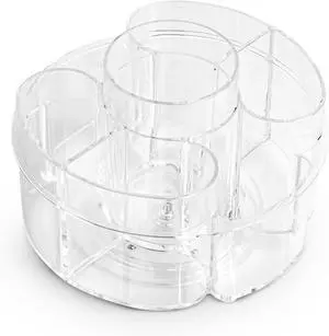 Masirs Small 360 Rotating Makeup Organizer, 5 Compartments, Round Clear | Acrylic Mini Lazy Susan, Vanity Bathroom Counter Masirs Small 360 Rotating Makeup Organizer, 5 Compartments, Round Clear | Acrylic Mini Lazy Susan, Vanity Bathroom Counter