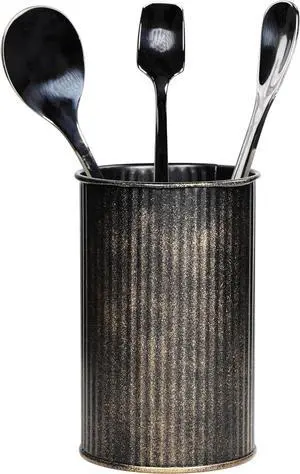 Metal Coffee Spoon Holder for Coffee Bar, Upright Tea Spoon Holder Cup, Coffee Stirrers Straws Holder, Coffee Stir Stick Holder, Tiny Utensil Holder for Spoons and Forks, Distressed Bronze Metal Coffee Spoon Holder for Coffee Bar, Upright Tea Spoon Holder Cup, Coffee Stirrers Straws Holder, Coffee Stir Stick Holder, Tiny Utensil Holder for Spoons and Forks, Distressed Bronze