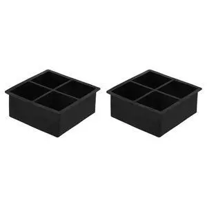 Amazon Basics Large Silicone Square Ice Cube Trays for Freezer, Dishwasher Safe, 4.25 x 4.25 x 1.77 in, Black, Set of 2 Amazon Basics Large Silicone Square Ice Cube Trays for Freezer, Dishwasher Safe, 4.25 x 4.25 x 1.77 in, Black, Set of 2