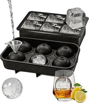 Silicone Ice Cube Tray 2 Pack, 2 Inches Square and Sphere Ice Cube Molds - BPA Free, Ice Ball Maker Mold for Whiskey, Cocktails, Bourbon - Black Silicone Ice Cube Tray 2 Pack, 2 Inches Square and Sphere Ice Cube Molds - BPA Free, Ice Ball Maker Mold for Whiskey, Cocktails, Bourbon - Black
