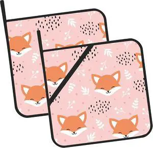 Cute Fox Smile Pot Holders 2 PCS for Kitchen, Heat Resistant Hot Pads for Cooking Grilling Baking BBQ, Pot Holders for Women Cook Essentials Accessories Home Microwave Cute Fox Smile Pot Holders 2 PCS for Kitchen, Heat Resistant Hot Pads for Cooking Grilling Baking BBQ, Pot Holders for Women Cook Essentials Accessories Home Microwave
