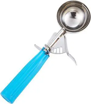 Portion Scoop - #16 (2 oz) - Disher, Cookie Scoop, Food Scoop - Portion Control - 18/8 Stainless Steel, Blue Handle Portion Scoop - #16 (2 oz) - Disher, Cookie Scoop, Food Scoop - Portion Control - 18/8 Stainless Steel, Blue Handle