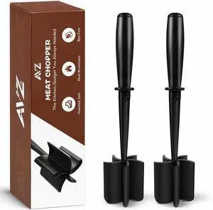 2PCS Ground Beef Masher with 5-Blade Head, High-Temp Heat-Resistant Ground Meat Chopper, Black Meat Masher for Multi-Function Mix and Mash, Nylon Kitchen Utensils for Turkey/Beef 2PCS Ground Beef Masher with 5-Blade Head, High-Temp Heat-Resistant Ground Meat Chopper, Black Meat Masher for Multi-Function Mix and Mash, Nylon Kitchen Utensils for Turkey/Beef
