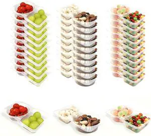 Reusable Snack Containers with Lids, 30 Pack 2 Compartment Portion Control Food Storage Boxes for Kids School Lunch, Work, Travel & Meal Prep Reusable Snack Containers with Lids, 30 Pack 2 Compartment Portion Control Food Storage Boxes for Kids School Lunch, Work, Travel & Meal Prep