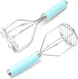 Potato Masher Hand Food Smasher Kitchen Tool Set | 10 Inch Stainless Steel Wire and Grid Mashing Tools for Avocados Beans and Potatoes 2 Pack Potato Masher Hand Food Smasher Kitchen Tool Set | 10 Inch Stainless Steel Wire and Grid Mashing Tools for Avocados Beans and Potatoes 2 Pack