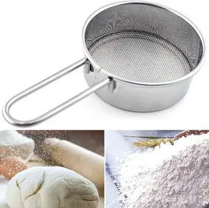 Stainless Steel Strainer with Long Handle, Flour Sieve Mini Small Flour Sifter Drainer for Baking, Powder, Sugar and Coffee Pastas Tea Strainer - Diameter 2.5 Inch Stainless Steel Strainer with Long Handle, Flour Sieve Mini Small Flour Sifter Drainer for Baking, Powder, Sugar and Coffee Pastas Tea Strainer - Diameter 2.5 Inch
