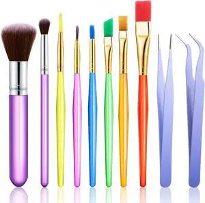 Sinmoe 10 Pieces Cake Candy Decorating Brushes Tools Cookie Decoration Brushes Pastry Brush and Stainless Steel Straight and Curved Tip Tweezers Pasta Tweezers for Baking Fondant (Multi Color) Sinmoe 10 Pieces Cake Candy Decorating Brushes Tools Cookie Decoration Brushes Pastry Brush and Stainless Steel Straight and Curved Tip Tweezers Pasta Tweezers for Baking Fondant (Multi Color)