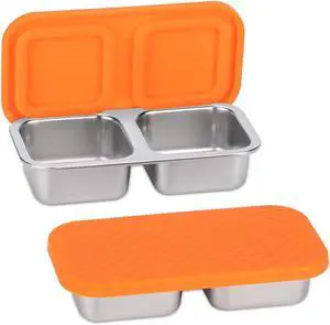 DOSEWART 2-Compartment Stainless Steel Snack Containers | Reusable Snack Containers with Silicone Lids Box for Meal Prep Food Storage On-the-Go Snacking(Orange) DOSEWART 2-Compartment Stainless Steel Snack Containers | Reusable Snack Containers with Silicone Lids Box for Meal Prep Food Storage On-the-Go Snacking(Orange)