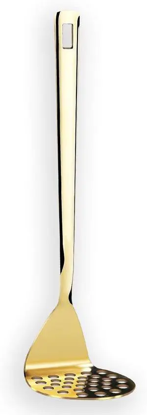 Gold Potato Masher, Berglander Heavy Duty Metal Potato Ricer Stainless Steel With Titanium Gold Plating, Food Utensil Hand, Vegetables Fruits Mashe, Dishwasher Safe, Easy to Clean Gold Potato Masher, Berglander Heavy Duty Metal Potato Ricer Stainless Steel With Titanium Gold Plating, Food Utensil Hand, Vegetables Fruits Mashe, Dishwasher Safe, Easy to Clean