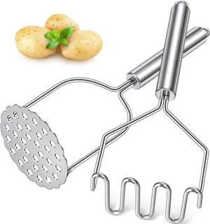 Potato Masher, Stainless Steel Masher for Potatoes, Beans, Berries, Fruits | Crush Potatoes in Second, Mash Potatoes Smoothly, Easy to Clean, Sturdy and Durable, 2 Pack Set with A Brush Potato Masher, Stainless Steel Masher for Potatoes, Beans, Berries, Fruits | Crush Potatoes in Second, Mash Potatoes Smoothly, Easy to Clean, Sturdy and Durable, 2 Pack Set with A Brush