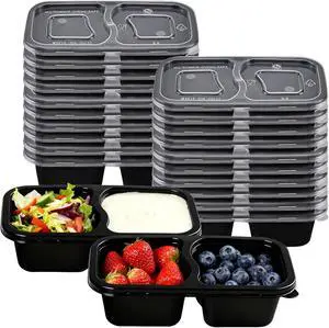 Snack Containers with Lids - 20PCS Double Compartment Snack Containers for Portion Control, Dishwasher Safe & Leak Proof Meal Prep Lunch Containers for Travel Office 6.76oz (BLACK) Snack Containers with Lids - 20PCS Double Compartment Snack Containers for Portion Control, Dishwasher Safe & Leak Proof Meal Prep Lunch Containers for Travel Office 6.76oz (BLACK)