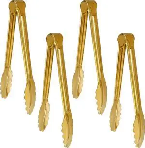 4 Pack 9 Inch Serving Tongs Gold Stainless Steel Kitchen Tongs,Non-Slip & Easy Grip Buffet Tongs, Gold Food Tongs for Salad, Ice, Cooking, Bread, Fruit,Barbecue 4 Pack 9 Inch Serving Tongs Gold Stainless Steel Kitchen Tongs,Non-Slip & Easy Grip Buffet Tongs, Gold Food Tongs for Salad, Ice, Cooking, Bread, Fruit,Barbecue