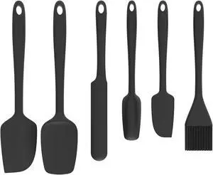 Silicone Spatula Set, 6 Pieces Food Grade Kitchen Utensils with Silicone Brush Heat Resistant Dishwasher Safe BPA-free Rubber Spatula for Scraping, Baking, Cooking, Mixing (Black) Silicone Spatula Set, 6 Pieces Food Grade Kitchen Utensils with Silicone Brush Heat Resistant Dishwasher Safe BPA-free Rubber Spatula for Scraping, Baking, Cooking, Mixing (Black)
