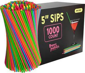 5 Inch Slim Plastic Coffee Stirrers and Cocktail Straws, Neon, 1,000 Count | Coffee straws and cocktail straws, slim 5-inch sip-stirrer design, neon, 1,000 count 5 Inch Slim Plastic Coffee Stirrers and Cocktail Straws, Neon, 1,000 Count | Coffee straws and cocktail straws, slim 5-inch sip-stirrer design, neon, 1,000 count