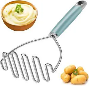 BEIYA Potato Masher, Premium Masher Kitchen Tool, Heavy Duty Potato Masher Stainless Steel, Metal Wire Mashed Potatoes Masher for Mashing Avocado, Bean, Vegetables, Food, Dishwasher Safe- Aqua Sky BEIYA Potato Masher, Premium Masher Kitchen Tool, Heavy Duty Potato Masher Stainless Steel, Metal Wire Mashed Potatoes Masher for Mashing Avocado, Bean, Vegetables, Food, Dishwasher Safe- Aqua Sky