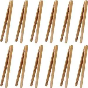 12 Pcs Bamboo Tongs 7 Inch Bamboo Toast Tongs for Serving Pickle Muffin, Cheese Fruits Salad, Toast & Bread 12 Pcs Bamboo Tongs 7 Inch Bamboo Toast Tongs for Serving Pickle Muffin, Cheese Fruits Salad, Toast & Bread