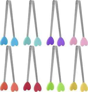5.5 Inch Heart Shape Silicone Small Tongs, 8 Pcs - Kids Serving Tongs for Food, Cooking, Appetizers, Ice Cube, Fruits, Sugar 5.5 Inch Heart Shape Silicone Small Tongs, 8 Pcs - Kids Serving Tongs for Food, Cooking, Appetizers, Ice Cube, Fruits, Sugar