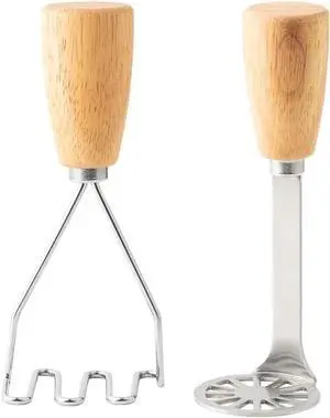2Pcs Mini Potato Masher,Stainless Steel Mashed Potatoes Masher with wooden handle, Kitchen gadgets Tool for Potatoes, Beans, Meat, Vegetables,space saver (Mini Duo) 2Pcs Mini Potato Masher,Stainless Steel Mashed Potatoes Masher with wooden handle, Kitchen gadgets Tool for Potatoes, Beans, Meat, Vegetables,space saver (Mini Duo)