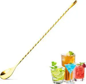 12 Inches Bar Spoon, Long Handle Mixing Stirrers for Drink, Stainless Steel Bar Cocktail Shaker Spoon 1 Pcs (1, Gold) 12 Inches Bar Spoon, Long Handle Mixing Stirrers for Drink, Stainless Steel Bar Cocktail Shaker Spoon 1 Pcs (1, Gold)