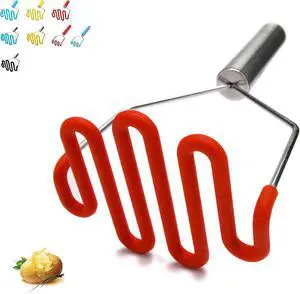 Jell-Cell Potato Masher - Silicone Protect Body with Premuim Stainless Steel Non Scratch Cookware for Smooth Mashed Potato Vegetables and Fruits Color Red Jell-Cell Potato Masher - Silicone Protect Body with Premuim Stainless Steel Non Scratch Cookware for Smooth Mashed Potato Vegetables and Fruits Color Red