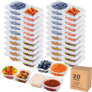 Reusable Snack Containers with Lids 20Pcs, Compartment Portion Control Containers for Snacks, Condiments,Dips,2 Double Compartment Snack Containers for Kids, Snack Pack Containers Reusable Snack Containers with Lids 20Pcs, Compartment Portion Control Containers for Snacks, Condiments,Dips,2 Double Compartment Snack Containers for Kids, Snack Pack Containers