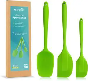 Silicone Spatula Set of 3, Heat-Resistant Flexible Turner, Non-Stick | Seamless Scraping Spreading for Baking Cooking Mixing, Dishwasher Safe, Electric Nut Milk Makers Accessories (Green) Silicone Spatula Set of 3, Heat-Resistant Flexible Turner, Non-Stick | Seamless Scraping Spreading for Baking Cooking Mixing, Dishwasher Safe, Electric Nut Milk Makers Accessories (Green)