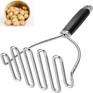 Potato Masher, Large Heavy Duty Stainless Steel Mashed Potato Masher Kitchen Tool, Professional Metal Wire Smasher for Bean, Avocado, Vegetable-10.24 inch Silver Potato Masher, Large Heavy Duty Stainless Steel Mashed Potato Masher Kitchen Tool, Professional Metal Wire Smasher for Bean, Avocado, Vegetable-10.24 inch Silver