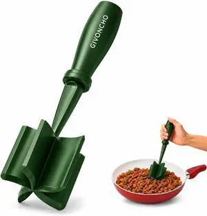 Meat Chopper & Masher, Heat-Resistant Nylon Ground Meat Breaker, Nonstick-Safe Hamburger Chopper Tool for Beef, Ergonomic Handle Kitchen Utensil (1, Green) Meat Chopper & Masher, Heat-Resistant Nylon Ground Meat Breaker, Nonstick-Safe Hamburger Chopper Tool for Beef, Ergonomic Handle Kitchen Utensil (1, Green)