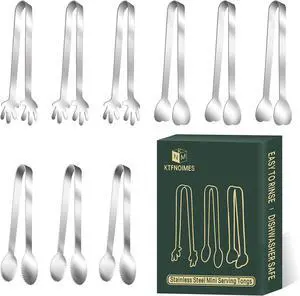 9 PCS Mini Serving Tongs,Stainless Steel Small Serving Utensils, Kitchen Tongs Food Tongs Small Kitchen Tongs forServing Food,Ice Cube,fruits,Sugar (4.8" Appetizer Tongs) 9 PCS Mini Serving Tongs,Stainless Steel Small Serving Utensils, Kitchen Tongs Food Tongs Small Kitchen Tongs forServing Food,Ice Cube,fruits,Sugar (4.8" Appetizer Tongs)
