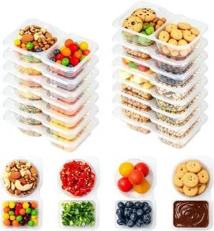 Reusable Snack Containers with Lids, Snack Pack Containers, Snackle Box | 15 Set, 2 Compartment, PP5 Food-Grade Plastic, Portion Control, Meal Prep Containers for Kids, Camping and Travel Essentials Reusable Snack Containers with Lids, Snack Pack Containers, Snackle Box | 15 Set, 2 Compartment, PP5 Food-Grade Plastic, Portion Control, Meal Prep Containers for Kids, Camping and Travel Essentials