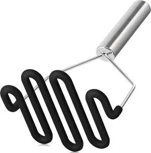 Non-Scratch Potato Masher Silicone Heavy Duty Stainless Steel Wire Black | Dishwasher Safe Sturdy Handle Wrapped Premium Silicone Masher Kitchen Tool for Avocado Bean Vegetable Jams Sauces Guacamole Non-Scratch Potato Masher Silicone Heavy Duty Stainless Steel Wire Black | Dishwasher Safe Sturdy Handle Wrapped Premium Silicone Masher Kitchen Tool for Avocado Bean Vegetable Jams Sauces Guacamole