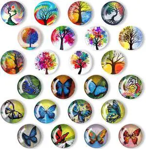 24Pcs 1.2in Round 3D Glass Fridge Magnets, Strong & Non Scratch for Fridge,Locker,Office,Classroom & Kitchen Decor, Colorful Vibrant Butterfly & Life Tree Design 24Pcs 1.2in Round 3D Glass Fridge Magnets, Strong & Non Scratch for Fridge,Locker,Office,Classroom & Kitchen Decor, Colorful Vibrant Butterfly & Life Tree Design