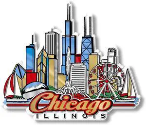Chicago City Magnet by Classic Magnets, 3D Rubber Vintage-Style Collectible Souvenirs and Gifts Made in the USA, 4.1" x 3.5" Chicago City Magnet by Classic Magnets, 3D Rubber Vintage-Style Collectible Souvenirs and Gifts Made in the USA, 4.1" x 3.5"