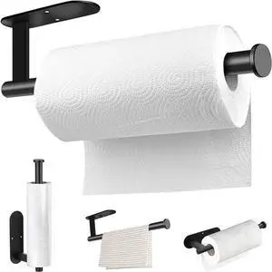 MGahyi Black Paper Towel Holder Under Cabinet Wall Mount | 13.2In Rust-resistant Stainless Steel Paper Towel Roll Rack, Self Adhesive Or Drilling, for Kitchen Laundry Bathroom MGahyi Black Paper Towel Holder Under Cabinet Wall Mount | 13.2In Rust-resistant Stainless Steel Paper Towel Roll Rack, Self Adhesive Or Drilling, for Kitchen Laundry Bathroom