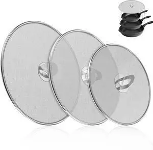 3-Pack Splatter Screens for Frying Pan - 10", 11.5", 13" Stainless Steel Grease Splatter Guard with Foldable Knob, Ultra-Fine Mesh, Rust-Free - No Oil Mess, No Burns, Ultra Fine Mesh 3-Pack Splatter Screens for Frying Pan - 10", 11.5", 13" Stainless Steel Grease Splatter Guard with Foldable Knob, Ultra-Fine Mesh, Rust-Free - No Oil Mess, No Burns, Ultra Fine Mesh